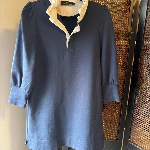 Tuckernuck Navy Blue Tunic with White Collar - Picture 2 of 4